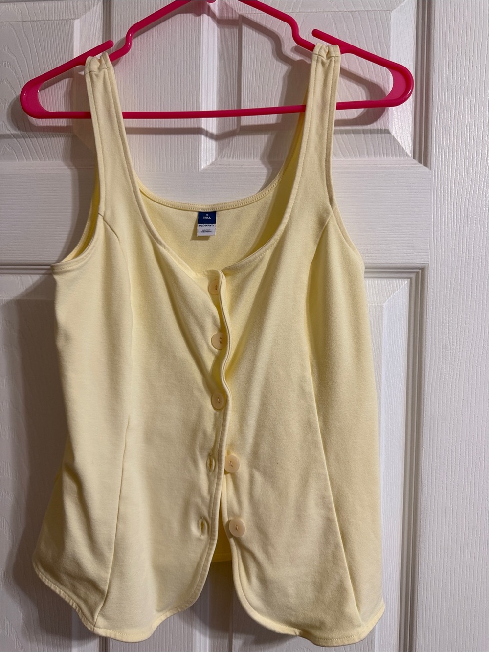 Old Navy Women's Light Yellow Button-Front Tank Small Tall